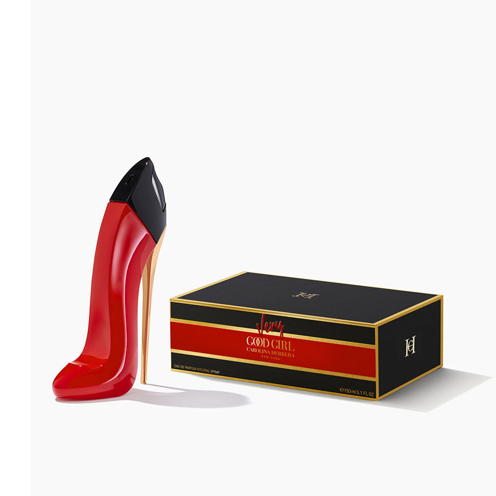 150 ml stiletto-shaped perfume bottle with red lacquered interior and rose floral scent