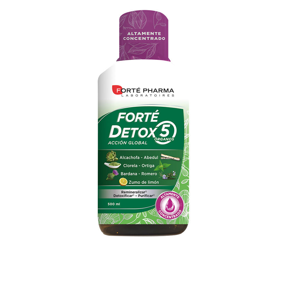 500 ml amber bottle of five‑organ botanical detox liquid supplement with lemon