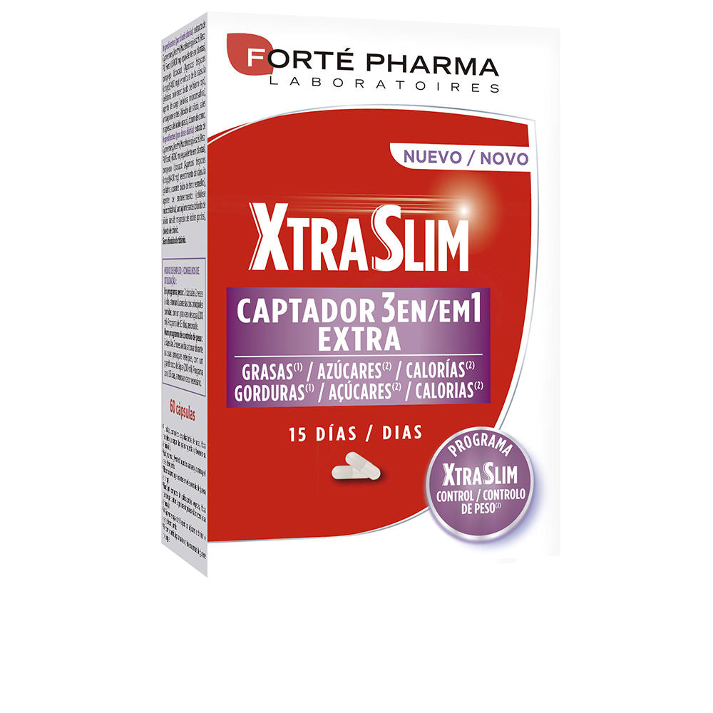 White bottle of 60 capsules; LipoCapt 3-in-1 dietary supplement, Unisex