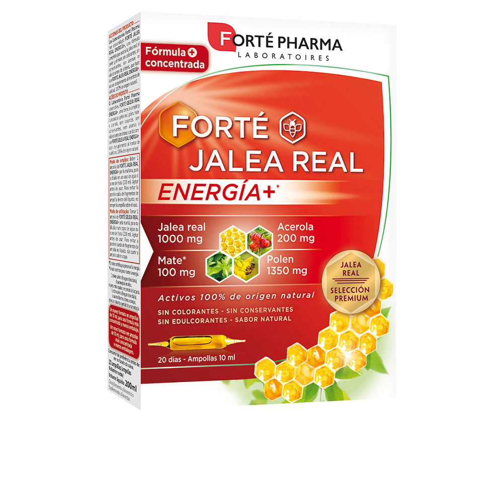 Box of 20 glass ampoules containing royal jelly, pollen, mate and acerola energy formula