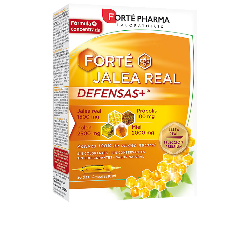 Box of 20 glass ampoules containing royal jelly, pollen, propolis and honey supplement