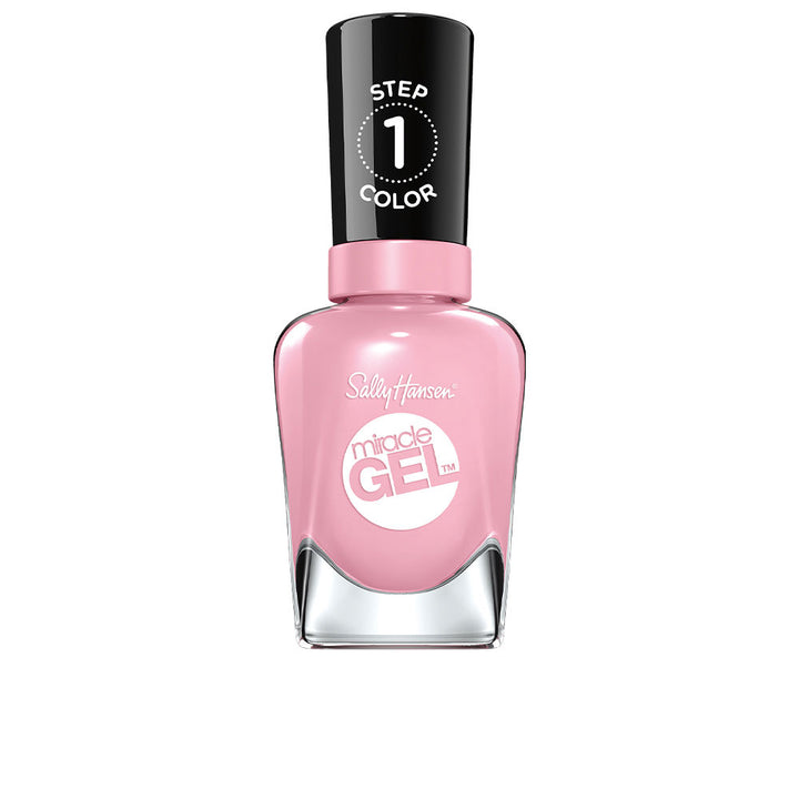 Bottle of creamy pink two-step gel nail colour with matching top coat, 14.7 ml