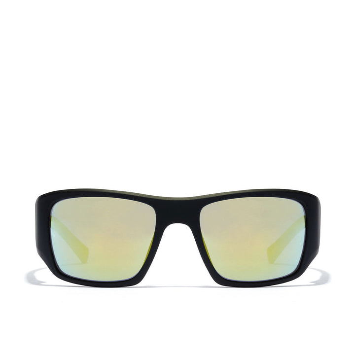 Unisex carbon black acid rectangular sunglasses with nylon frame, 56 mm lenses