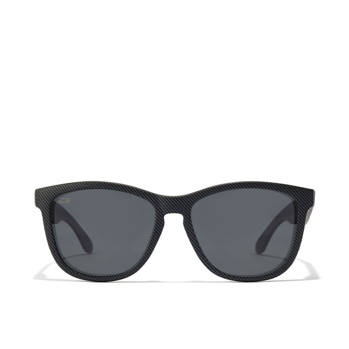 Black square polarised nylon sunglasses on neutral background, Unisex 54 mm lenses