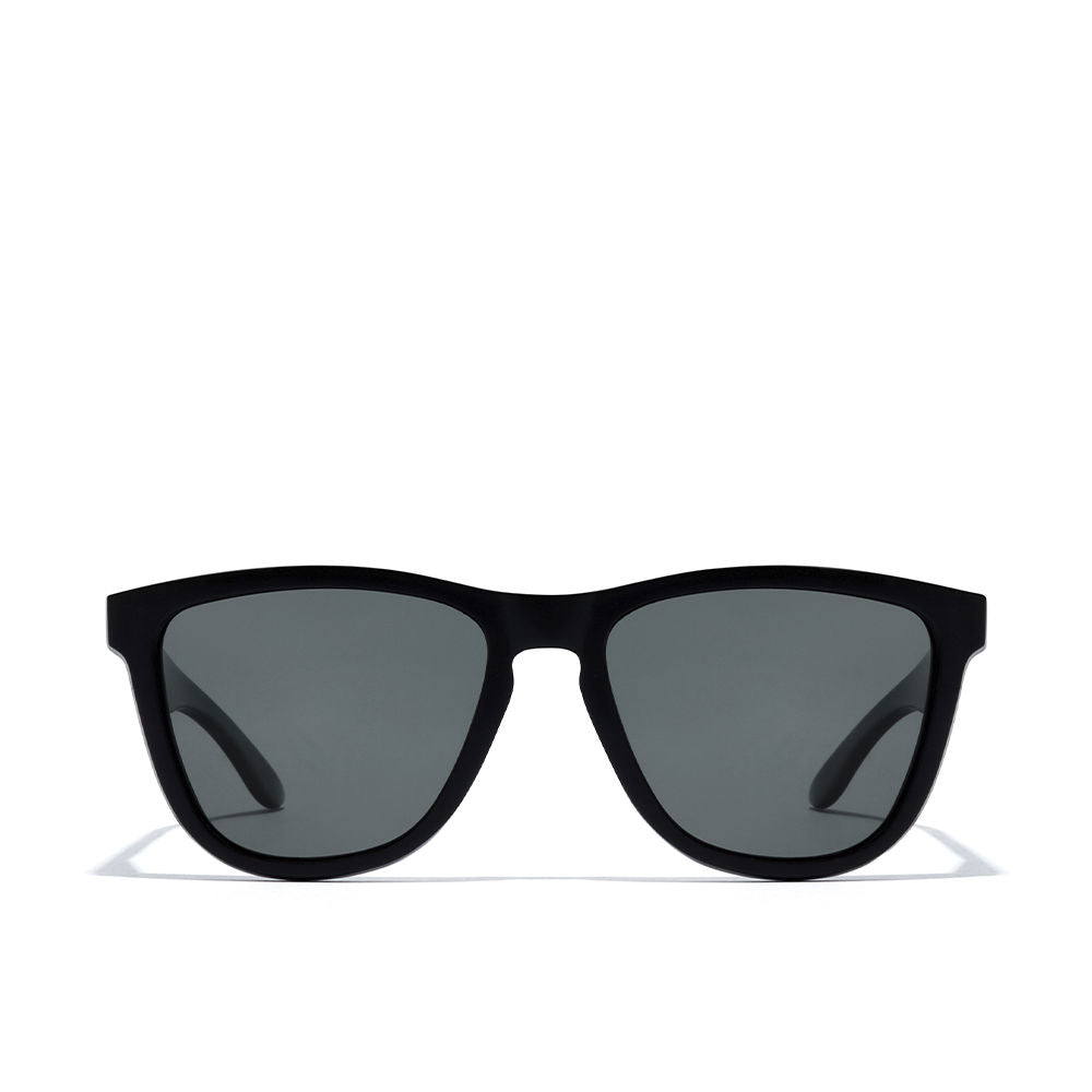 Matte black square Unisex sunglasses with polarised lenses, acetate frame