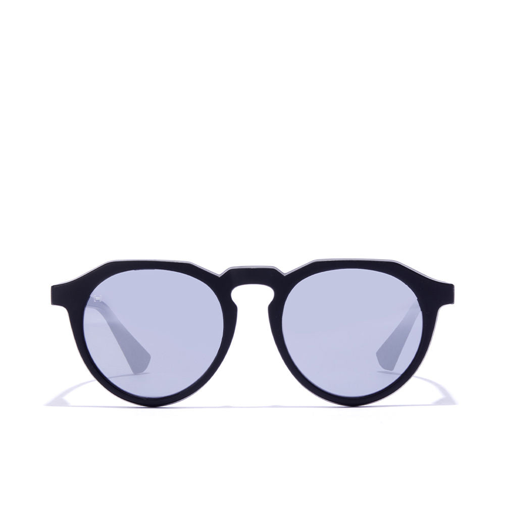 Round carbon black nylon sunglasses with polarised lenses, 52 mm lens