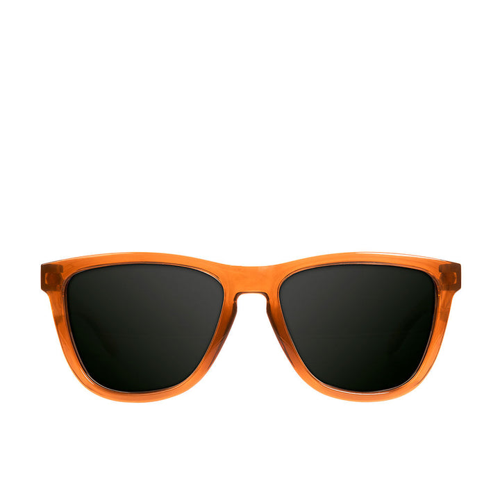 Unisex square dark brown plastic sunglasses, 54 mm lenses, 17 mm bridge
