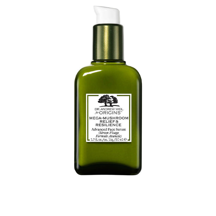 50 ml glass bottle of balancing serum with mushroom and seaweed ingredients visible