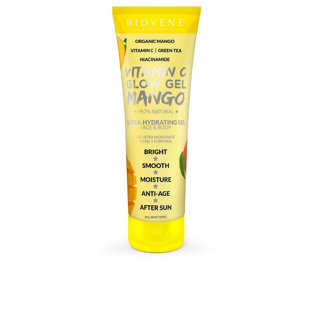200 ml clear gel bottle with mango and citrus accents for face and body