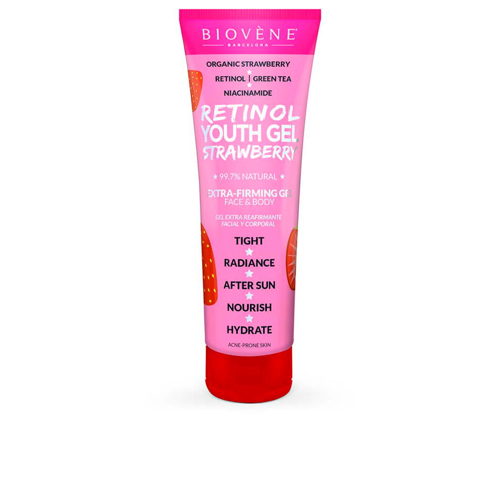 200 ml translucent pink gel tube, strawberry and botanical accents