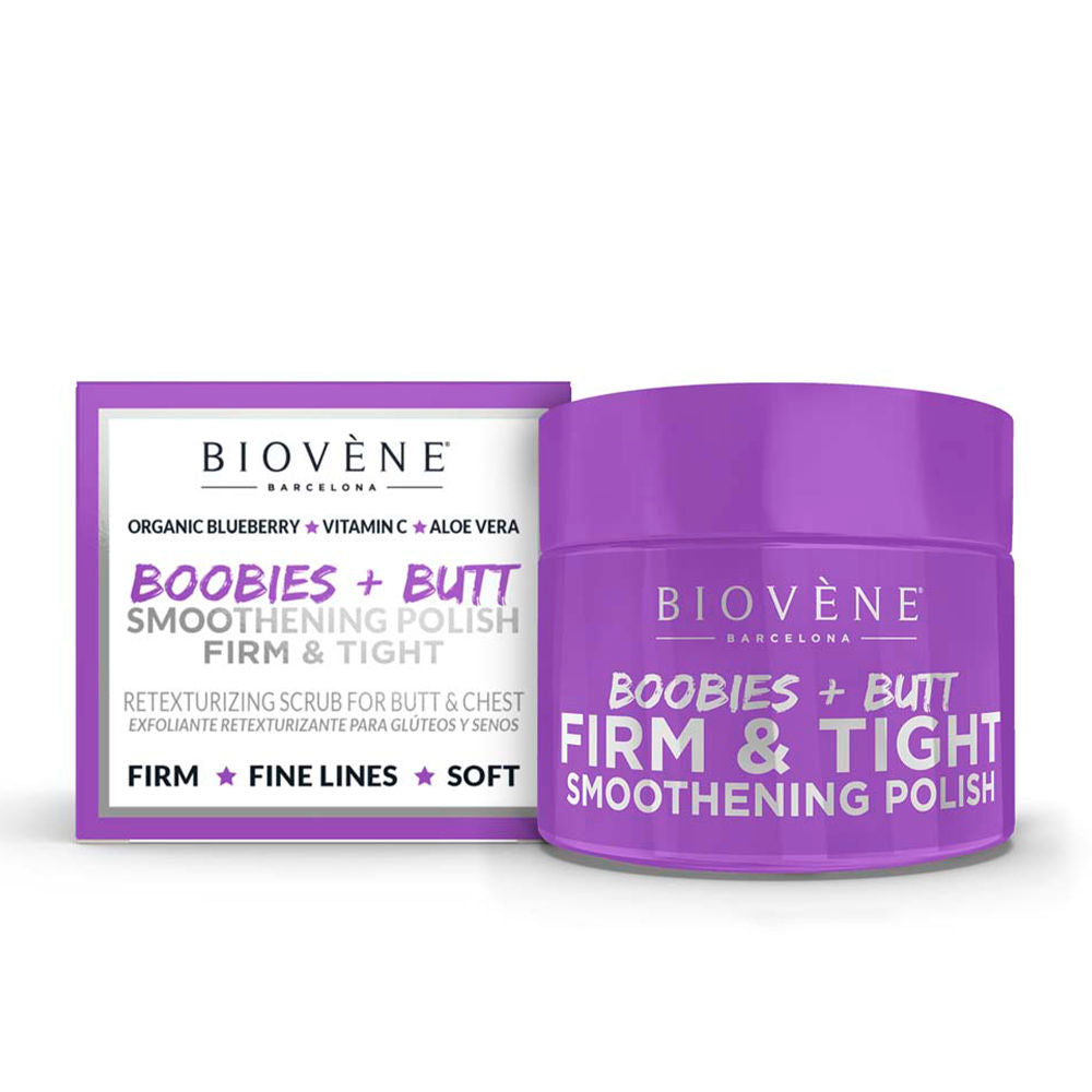 Jar of Biovène Smoothening Polish with creamy sugar exfoliant and botanical accents