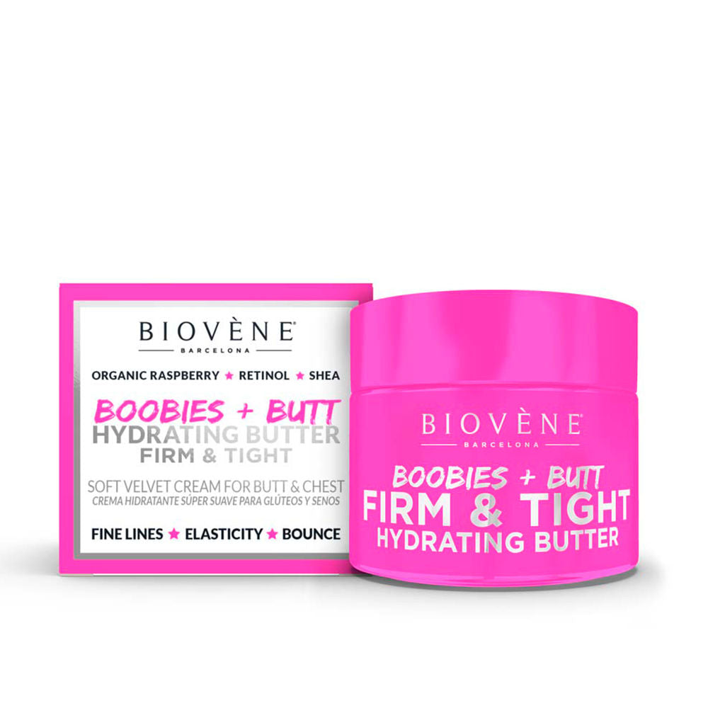 Small jar of creamy raspberry body butter, 50 ml, rich texture
