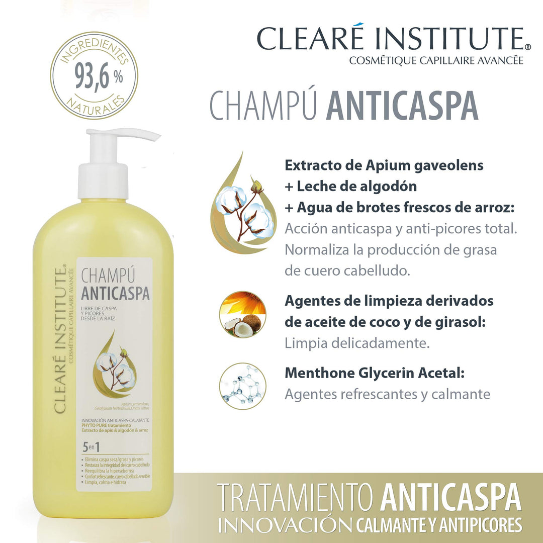 400 ml clear anti-dandruff shampoo bottle, natural ingredients, pump dispenser