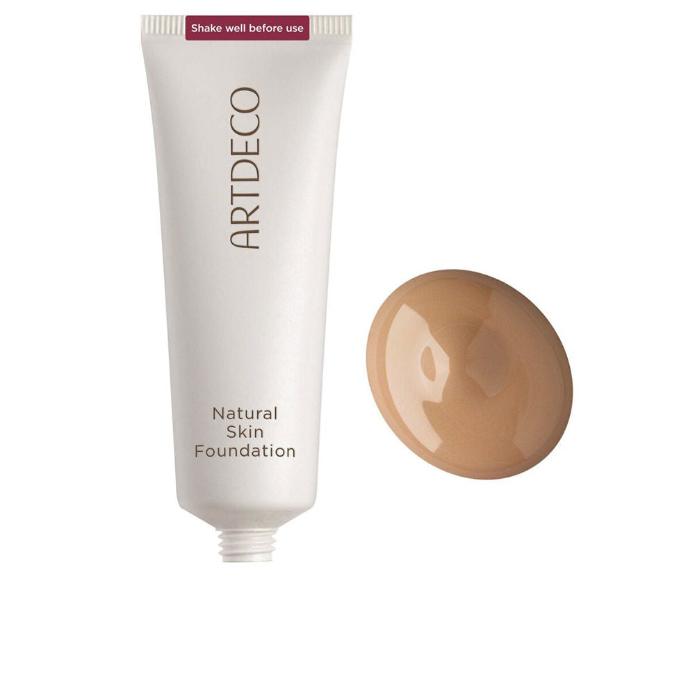 25 ml neutral tan tube foundation with matte finish, eco-conscious packaging