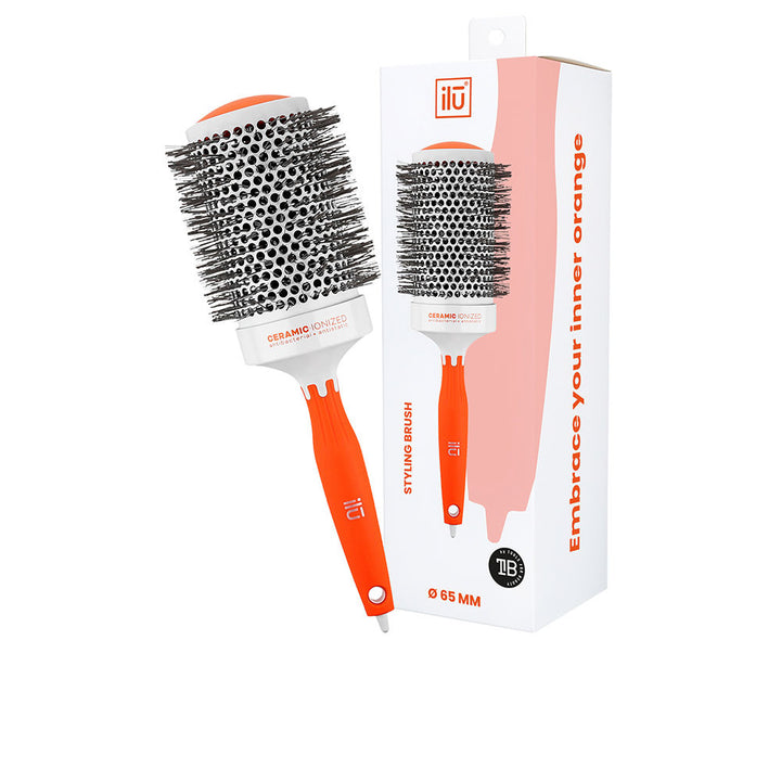 65 mm vented round hair brush with ceramic barrel and ergonomic black handle
