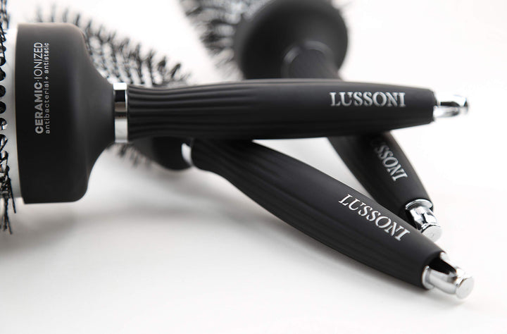 33 mm ceramic round styling brush with nylon bristles and lightweight handle