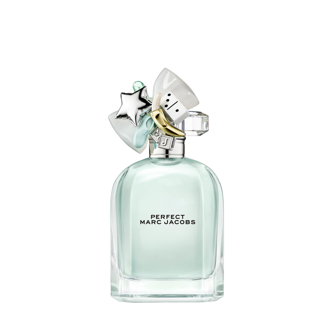 Clear faceted 100 ml Eau de Toilette bottle with silver cap and bow, floral-fresh scent
