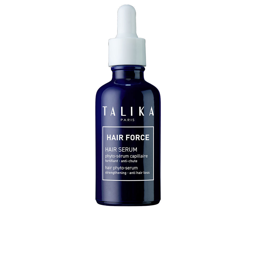 Slim glass bottle of strengthening peptide scalp serum, 50 ml, lightweight clear formula