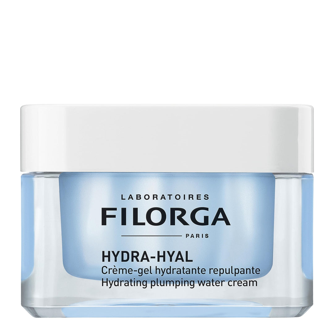 50 ml glass jar of light blue gel-cream for Women, hydrating face product