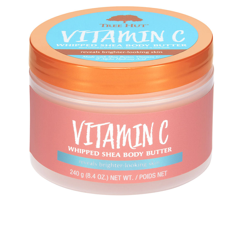 240 g jar of whipped Vitamin C shea body butter, pale cream texture