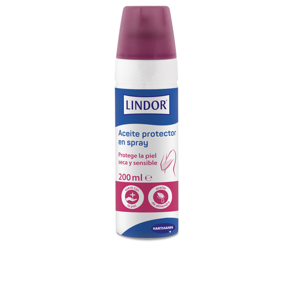200 ml amber spray bottle of almond protective body oil, lightweight mist