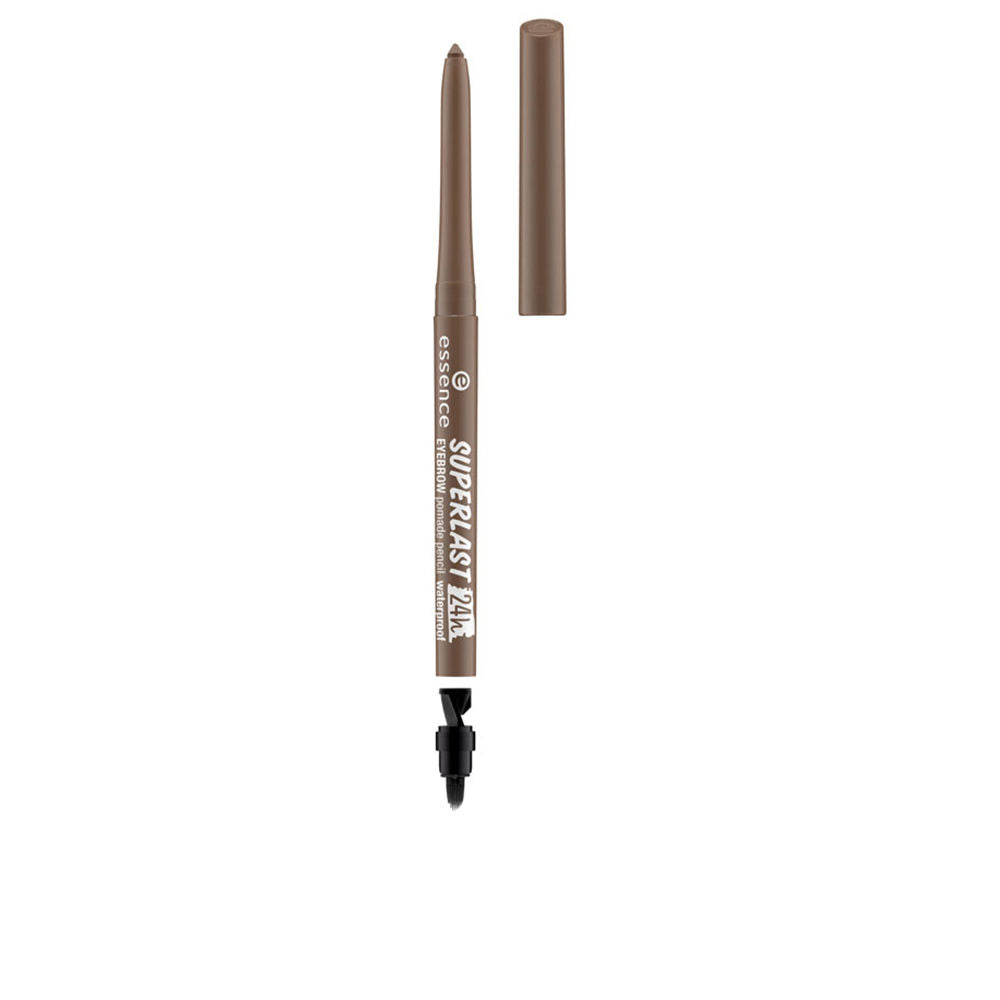 Slim waterproof brow pencil with built-in sharpener and silicone brush, natural brown shade