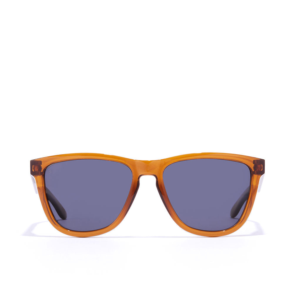 Square translucent caramel sunglasses with polarised lenses, Unisex, 55.7 mm lenses
