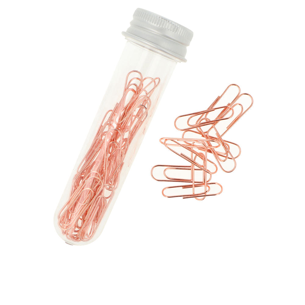 Clear pot containing 50 gold-finish 2.8 cm paper clips