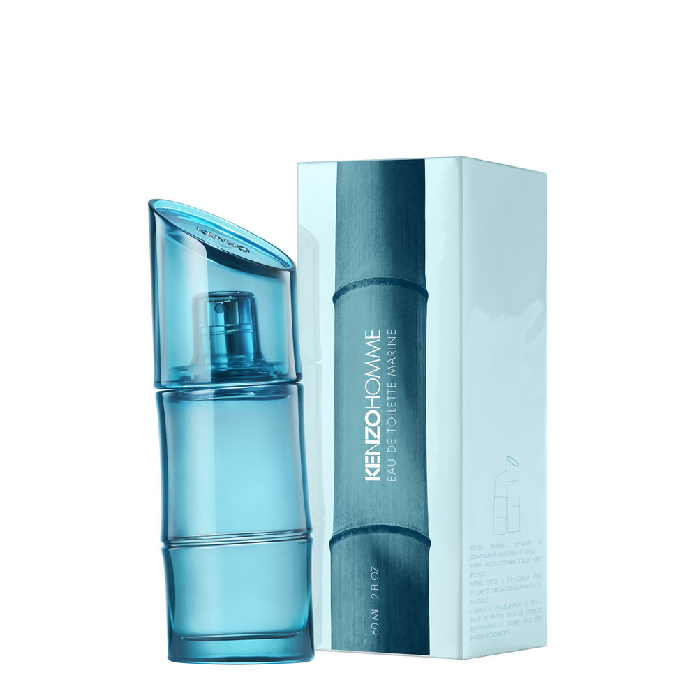 Translucent blue-green 60 ml spray bottle; marine, woody men&
