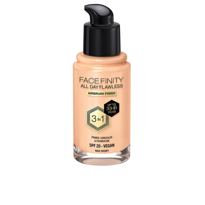 30 ml bottle of matte liquid foundation in N42 Ivory, pump dispenser visible
