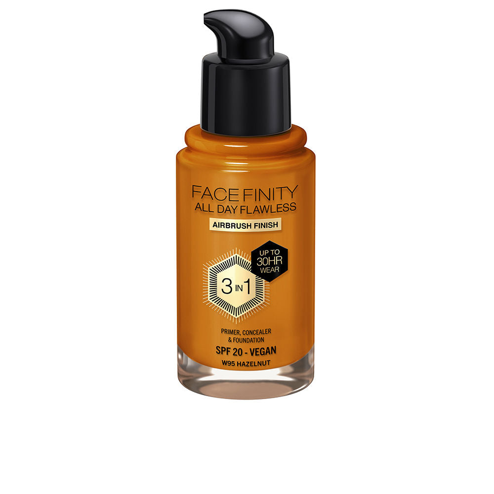 30 ml bottle of hazelnut 3‑in‑1 matte liquid foundation, pump dispenser