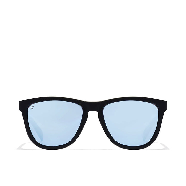 Matte black rectangular nylon sunglasses, polarised lenses, Unisex