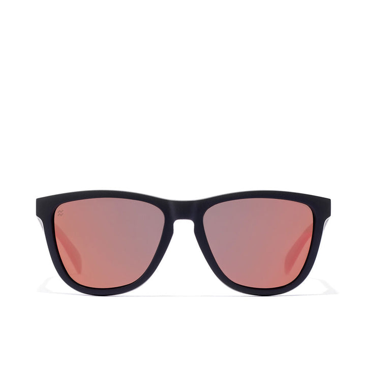 Unisex rectangular grey ruby polarised sunglasses, black nylon frame, 140mm lenses