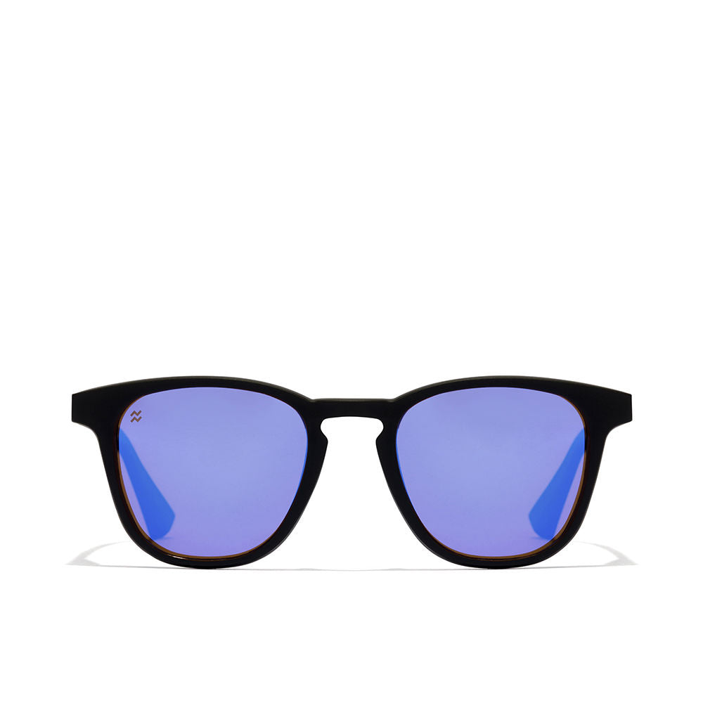 Black rectangular nylon sunglasses with polarised lenses, Unisex, 45 mm bridge