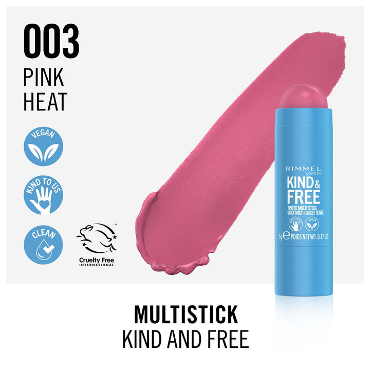 Slim 5 g rose-pink multi stick with creamy finish for eyes, lips and cheeks