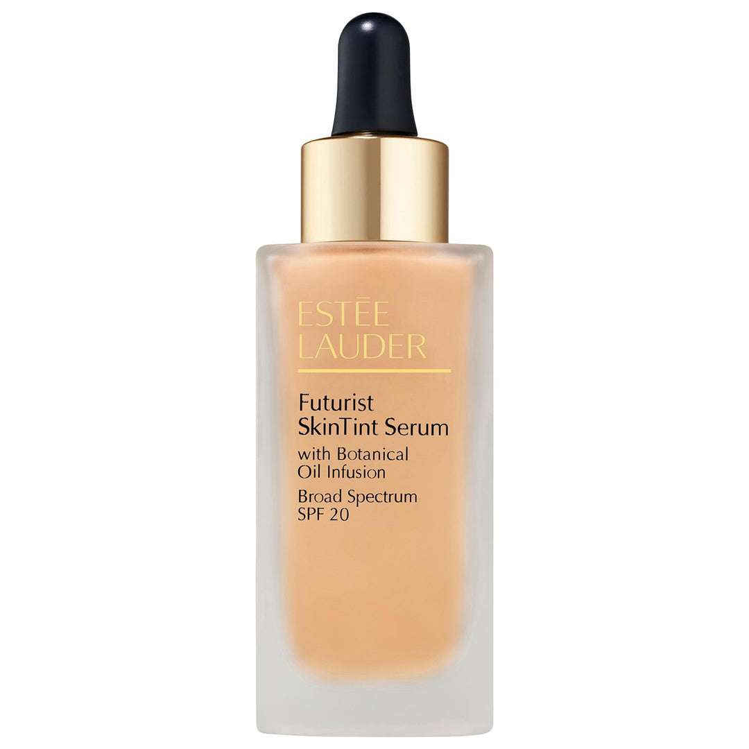 30 ml tinted serum bottle with SPF 20, sheer beige shade, pump dispenser