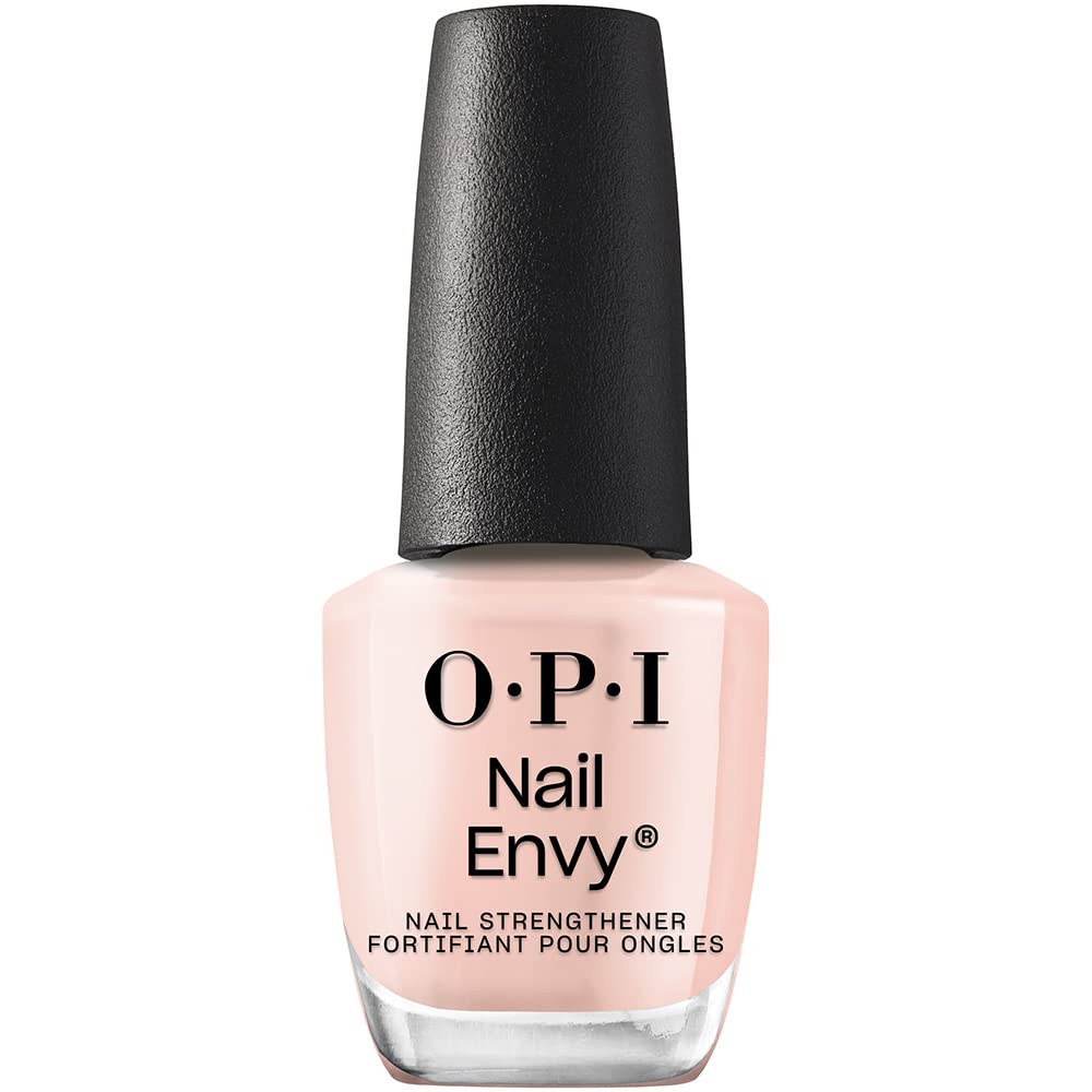 Small 15 ml bottle of pale pink fortifying nail lacquer, glossy finish