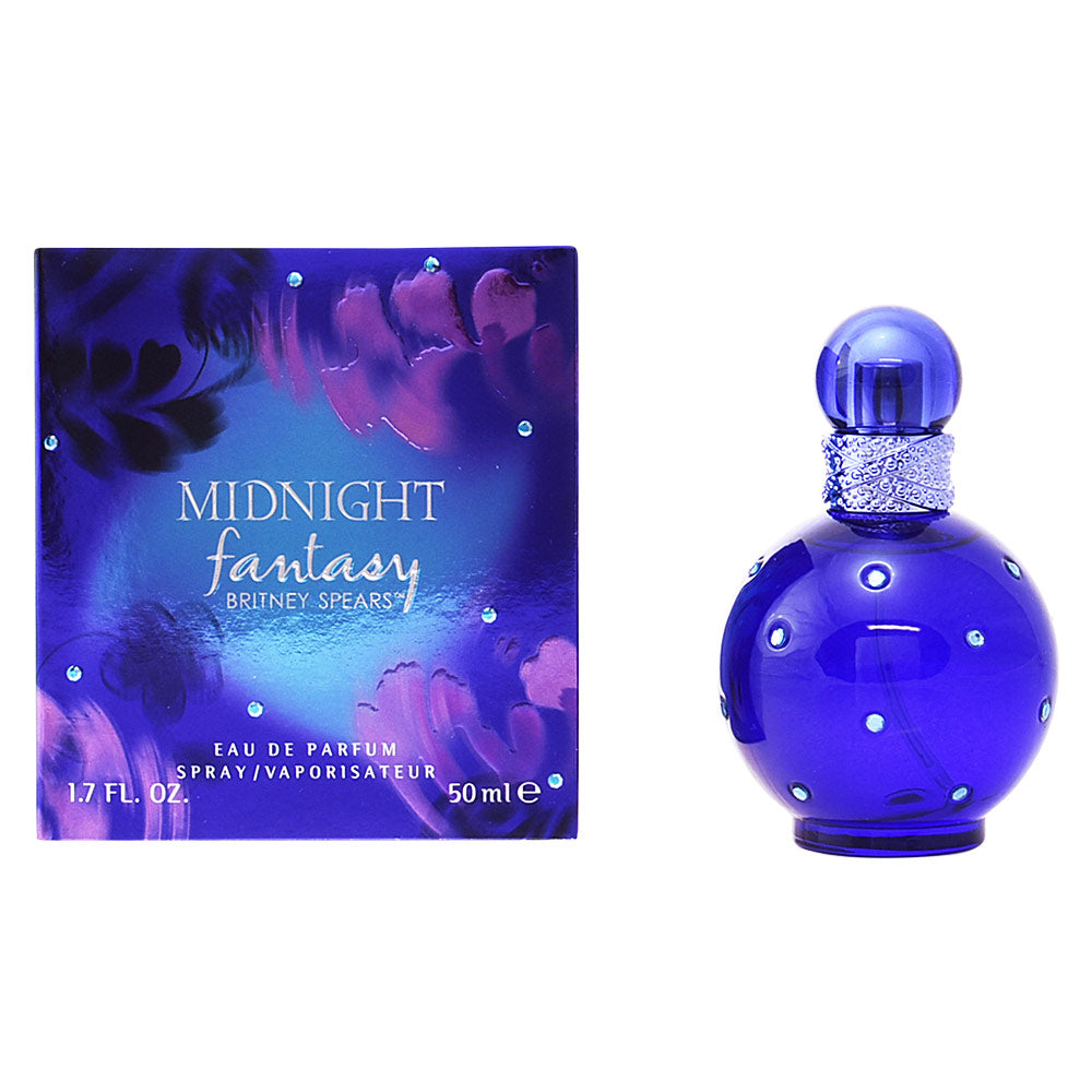 Blue rounded perfume bottle with jewel details; 100 ml floral-fruity fragrance for Women