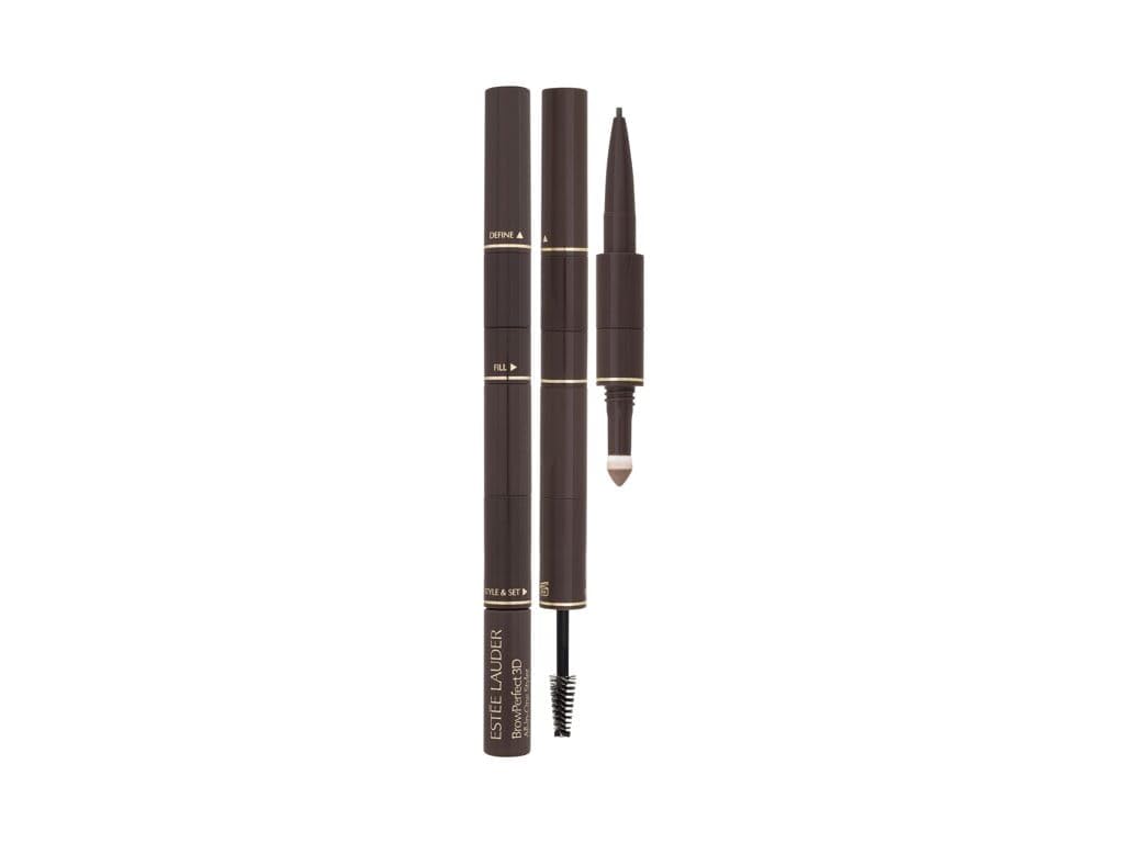 Slim 3-in-1 brow pencil with powder tip and clear gel, brunette shade