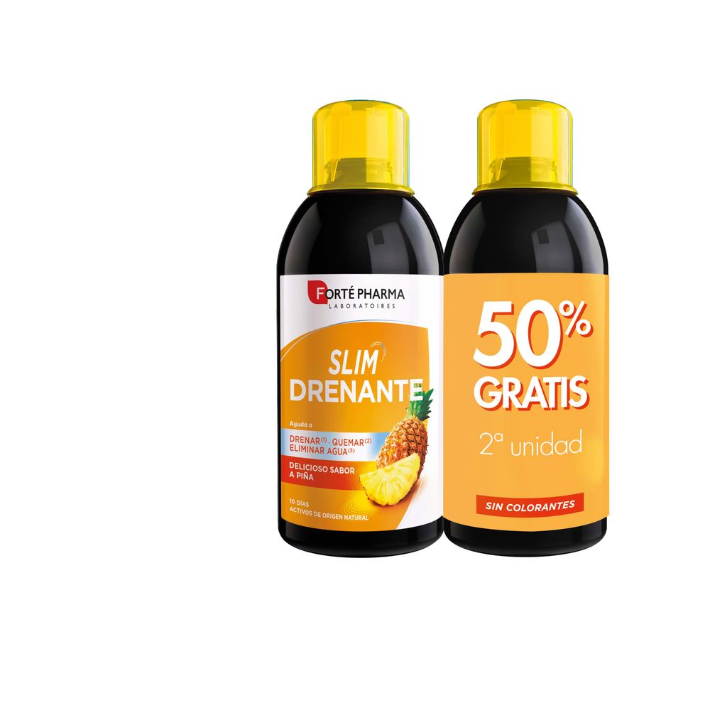 Two 500 ml pineapple-flavoured herbal drainage beverage bottles, unlabelled front view