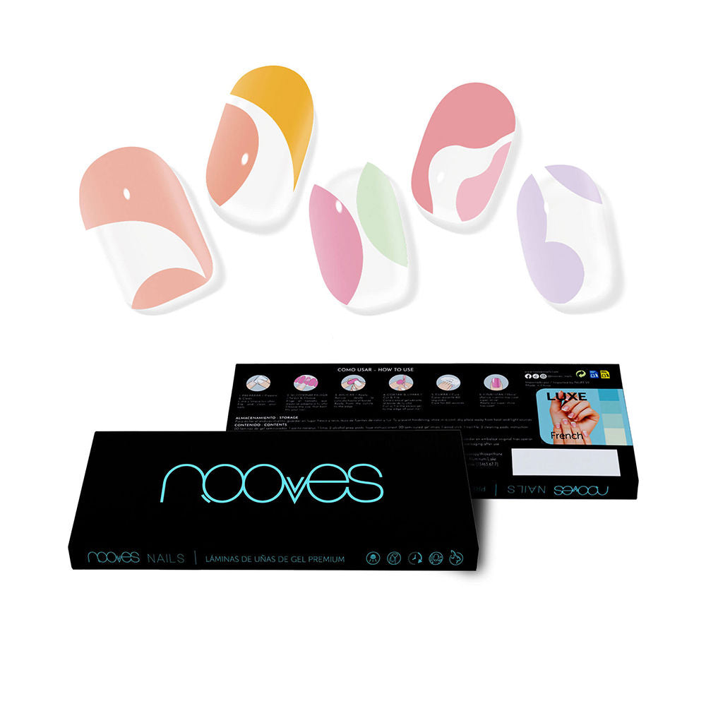 Pack of 20 pre-cured Paradise gel nail sheets, glossy colourful manicure set