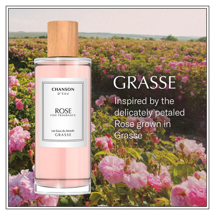 Clear glass perfume bottle, 100 ml, floral rose eau de cologne for Women