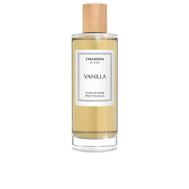 Clear perfume bottle with light amber liquid, 100 ml, Vanilla pear and apple scent for Women