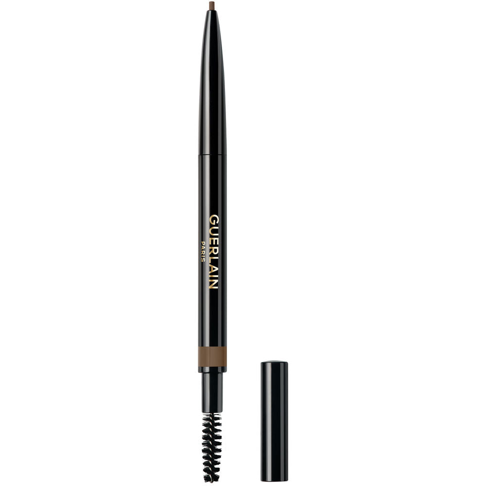 Retractable brown eyebrow pencil with spoolie, medium brown shade, unisex