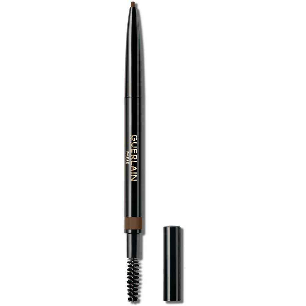Retractable dark brown eyebrow pencil with integrated spoolie, Unisex