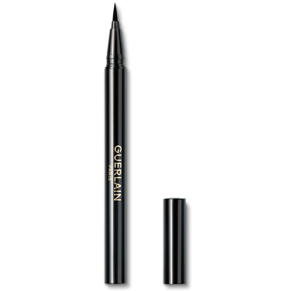 Guerlain Sleek black plastic liquid eyeliner pen with fine brush tip and removable cap, refined modern design