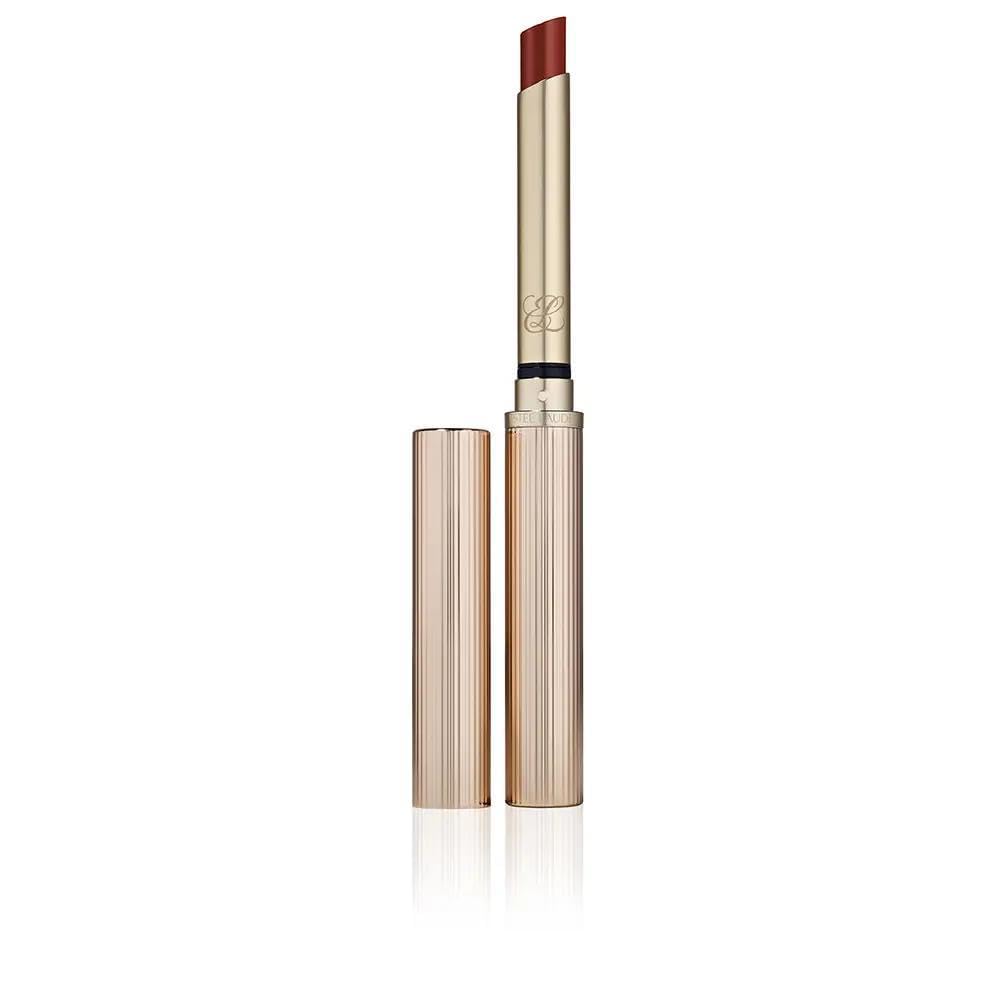 Tube of glossy red lipstick in ridged rose‑gold case, shade 222 Heat of the Moment