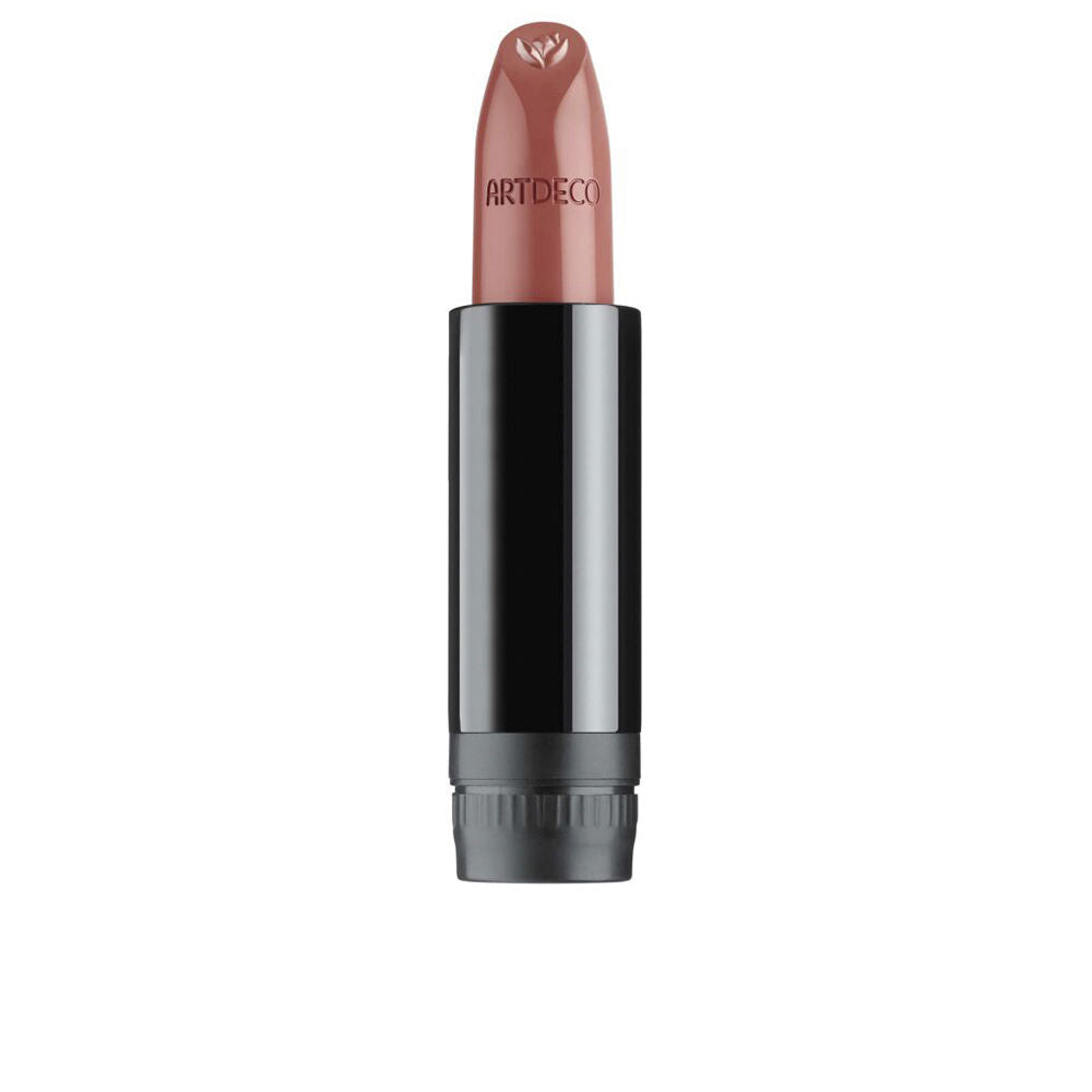 Refillable 4 g creamy lipstick bullet in Moroccan red, satin finish