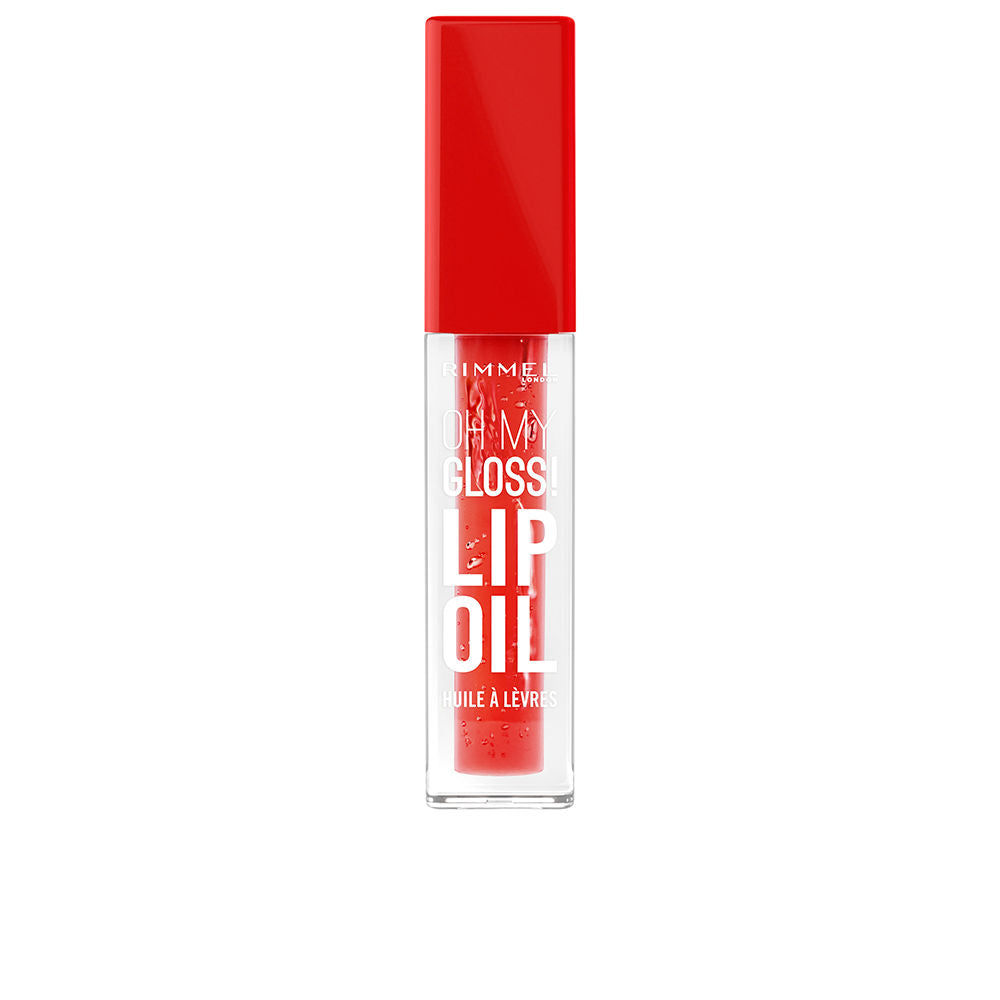 Small 6 ml lip oil tube in vivid red with glossy finish, applicator visible