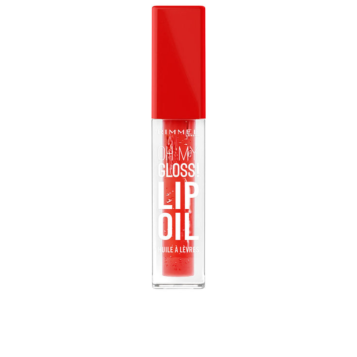 Small 6 ml lip oil tube in vivid red with glossy finish, applicator visible